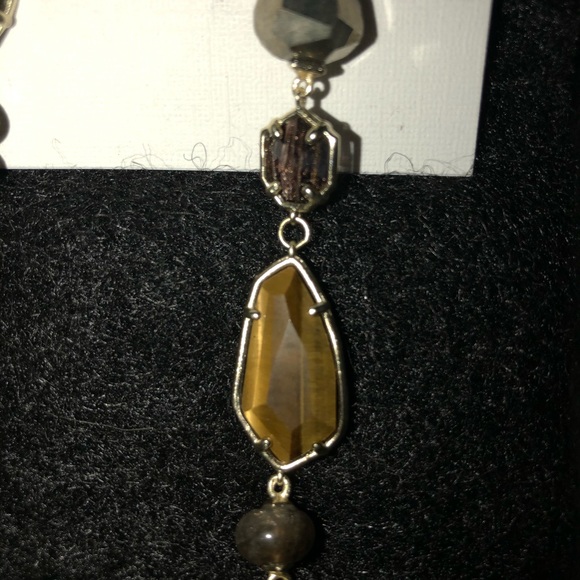 Kendra Scott tiger eye hematite dangle earrings - Picture 2 of 5